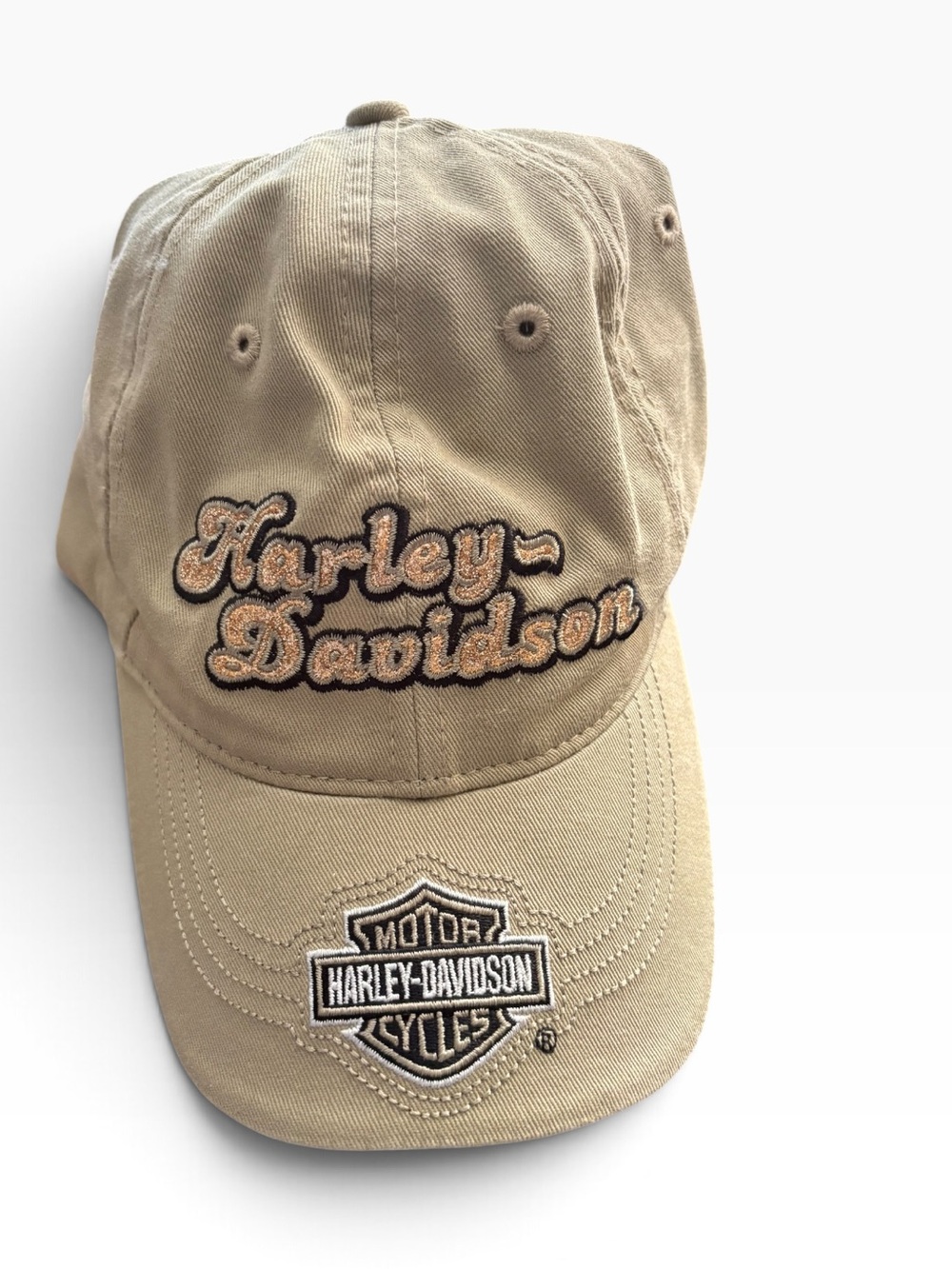 Harley Davidson Women’s Embroidered Logo Adjustable Hat Cap Khaki